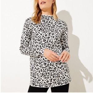 NWOT Loft Mock neck Leopard Print Tunic Size Small